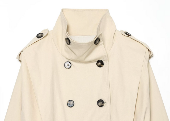 Scout | Cream Cropped Double Breasted Trench Jacket