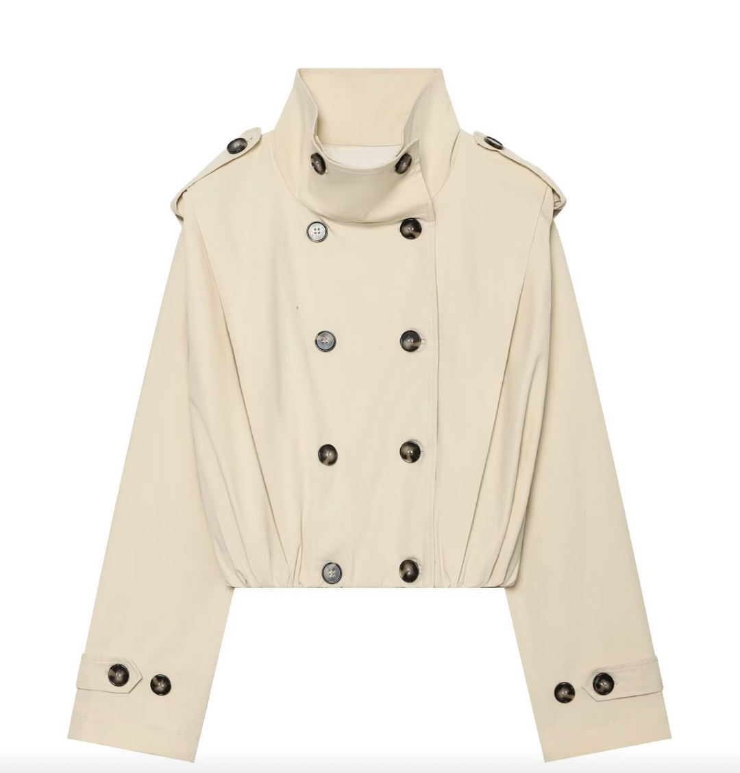 Scout | Cream Cropped Double Breasted Trench Jacket