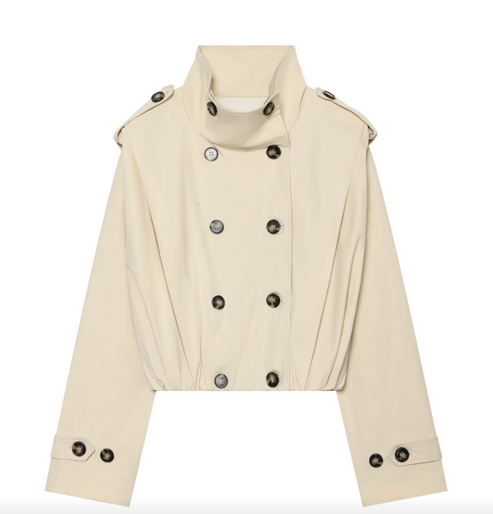 Scout | Cream Cropped Double Breasted Trench Jacket