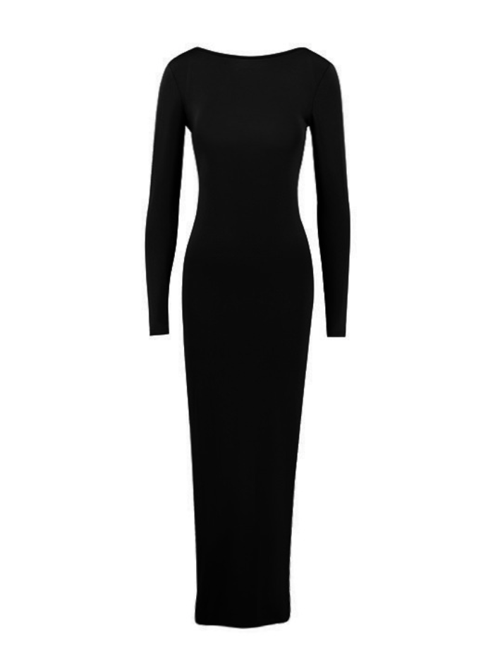 Hug | Black Long Sleeve Backless Maxi Dress