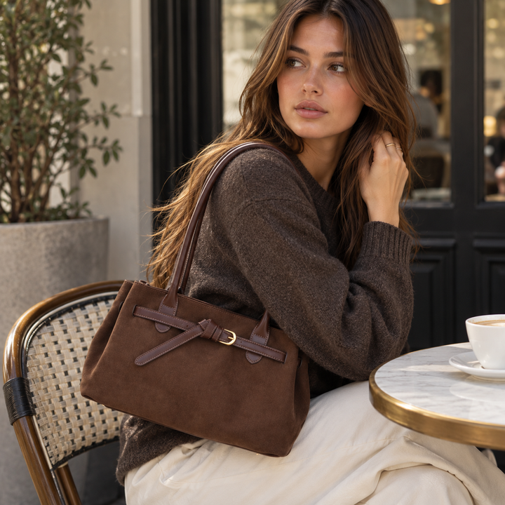 Nix | Faux Suede Belted Buckle Shoulder Bag