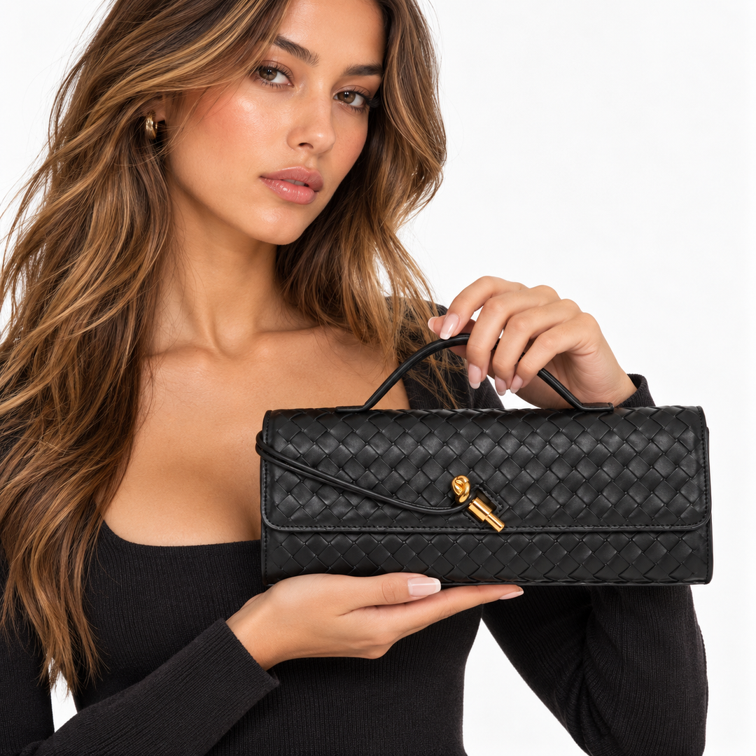 Patch | Woven Top Handle Clutch Crossbody Bag